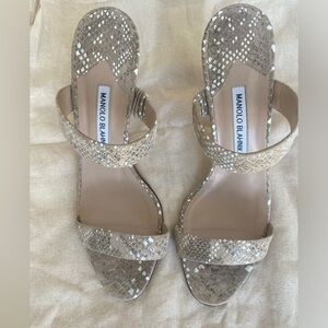MANOLO BLAHNIK double strap leather sandals